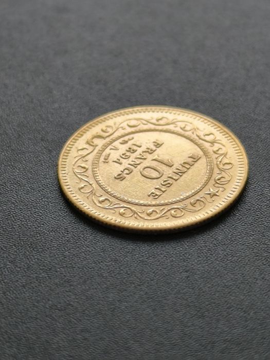10 франка 1891 год, Тунис,Али бей, злато 3.23 гр,900/1000 (21.6 карата