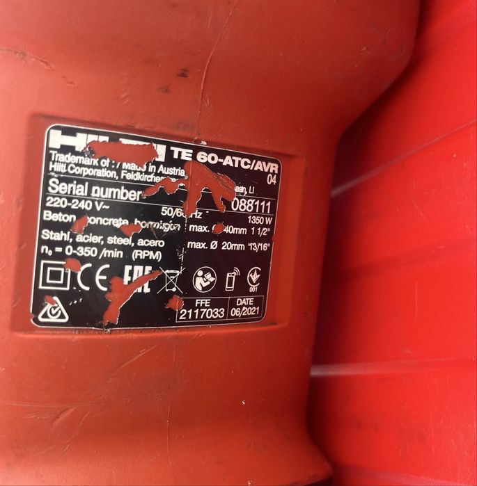 Rotopercutor Hilti TE 60-Atc/Avr SDS Max 1350w