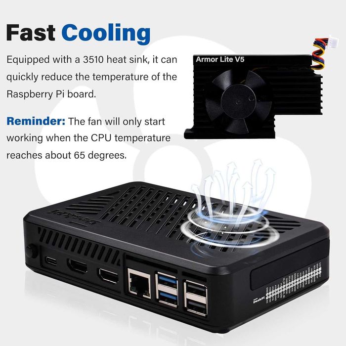 Carcasă GeeekPi DeskPi Lite Pi5 PCIe la M.2 HAT,cooler activ HDMI SSD