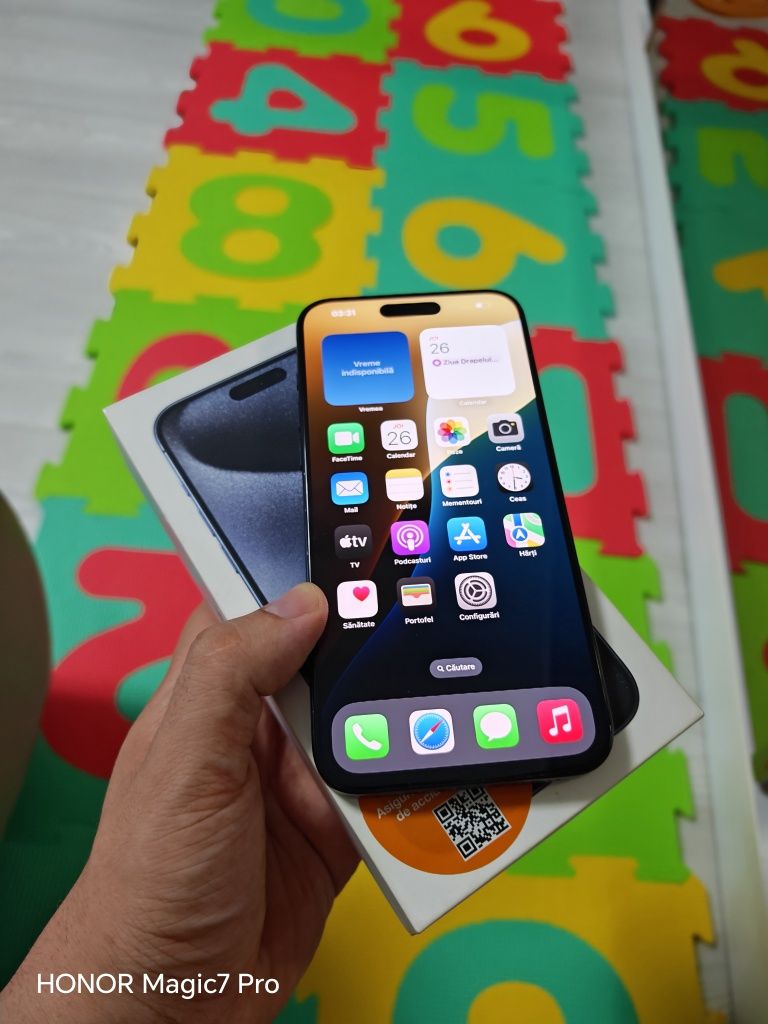iPhone 15 Pro Max Blue 98%Bat Că Nou 256GB Fullbox totul original