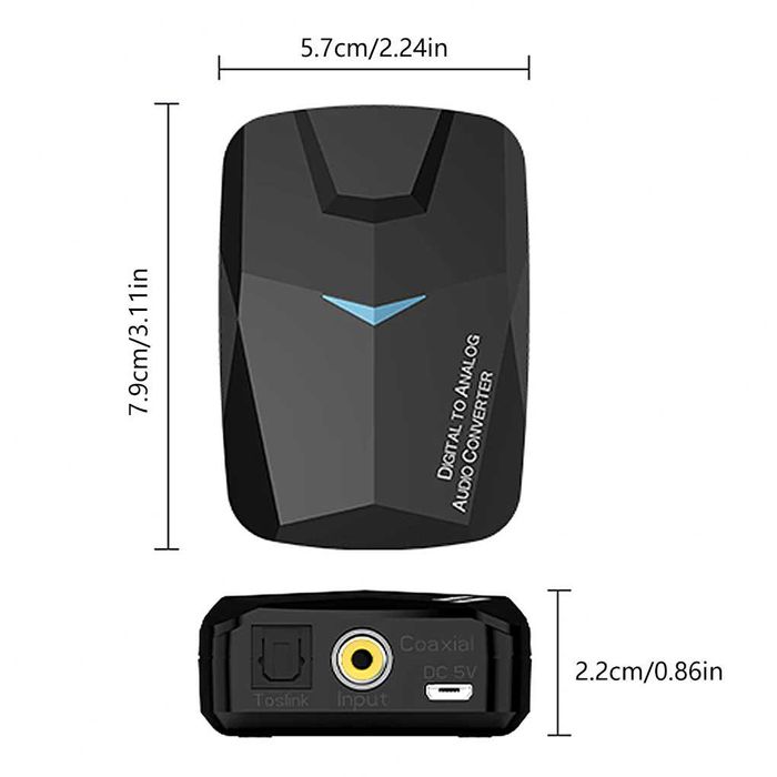 Adaptor convertor audio digital SPDIF toslink la analog RCA, jack + BT