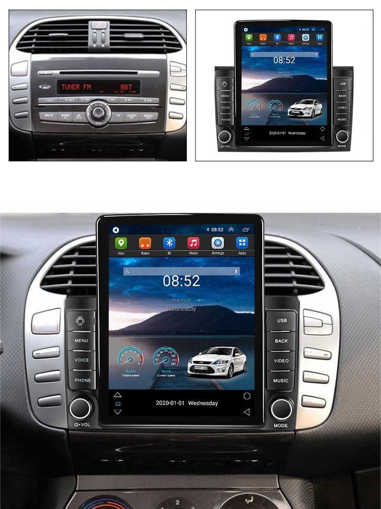 Navigatie Fiat Bravo 2007-2012,Tesla Style, Android, 2+32GB ROM, 10"