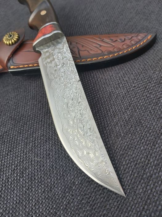 Ловен нож дамаска стомана с кожена кания LN414