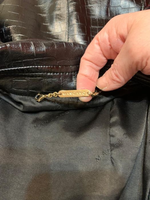Trench piele croco negru Mangano