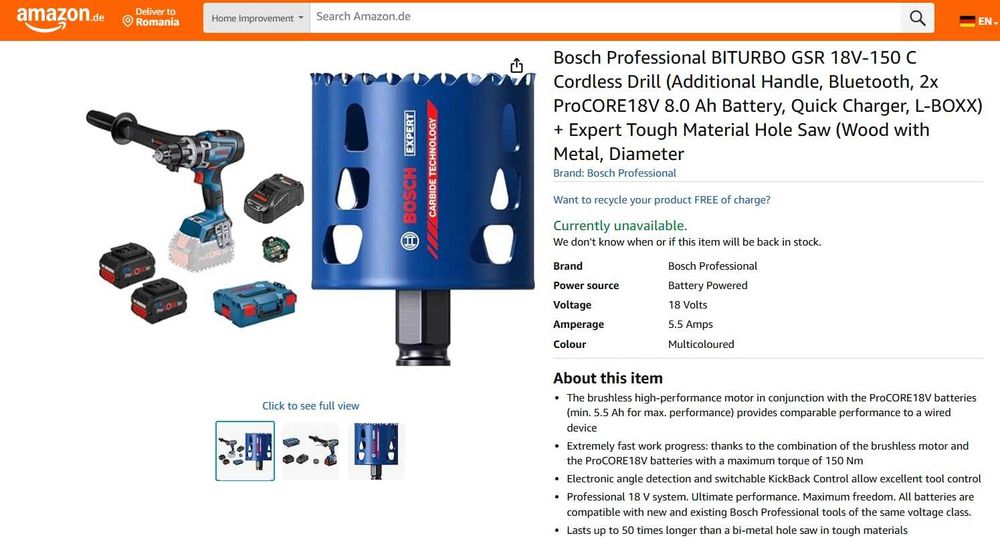 Masina de gaurit si insurubat Bosch Proffesional GSR 18V-150 C