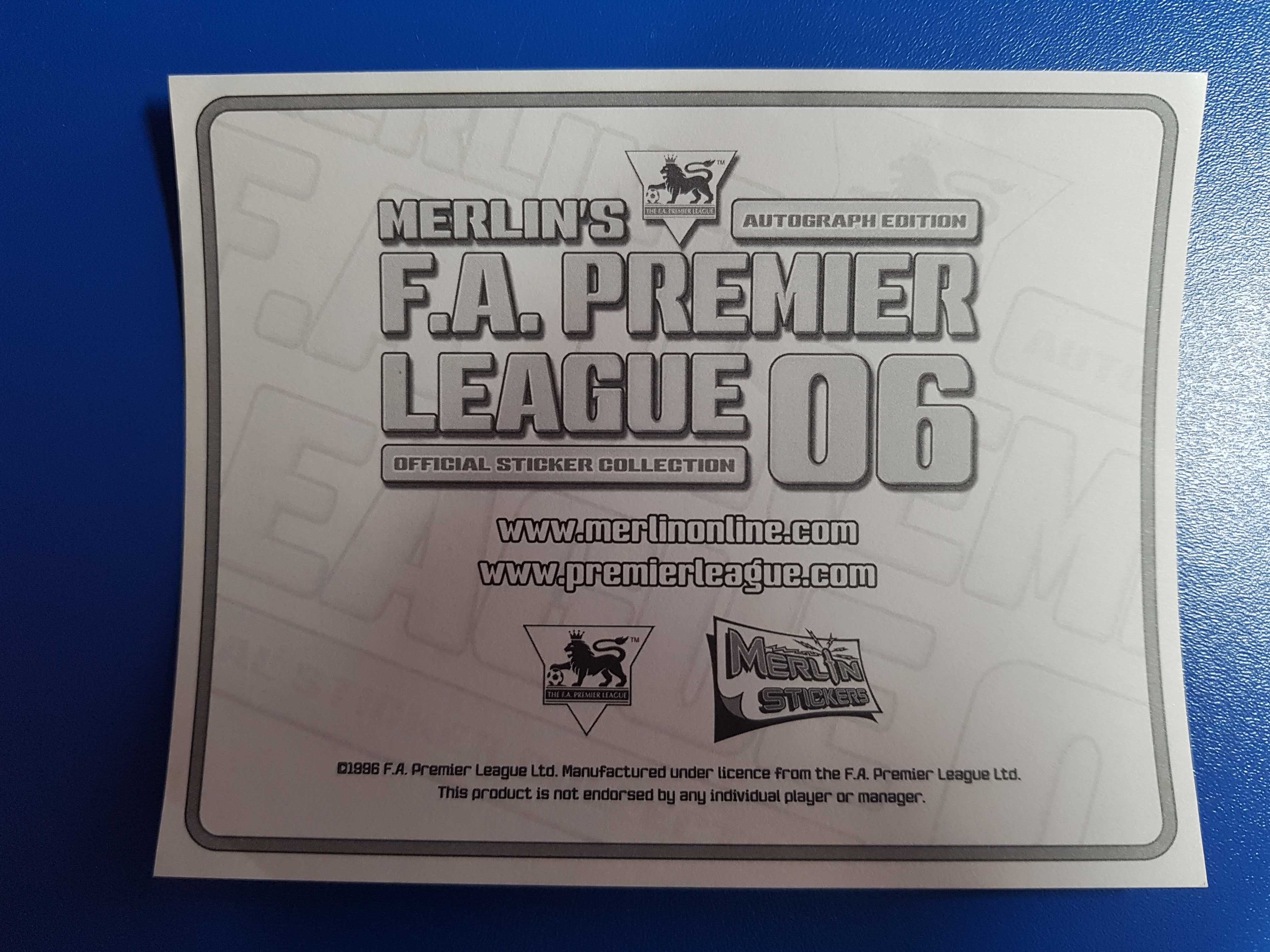 Merlin 2006 F.A. Premier League 06 Completion Sticker