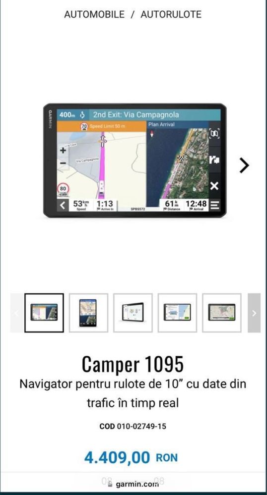 Sistem Navigatie Garmin Camper 1095 pentru rulote de 10” Nou Sigilat