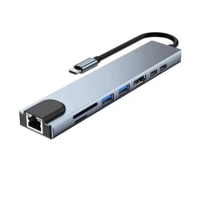 Hub adaptor 8 in 1  usb-c la RJ45 / usb 3.0 / USB 2.0 / HDMI / SD /IF