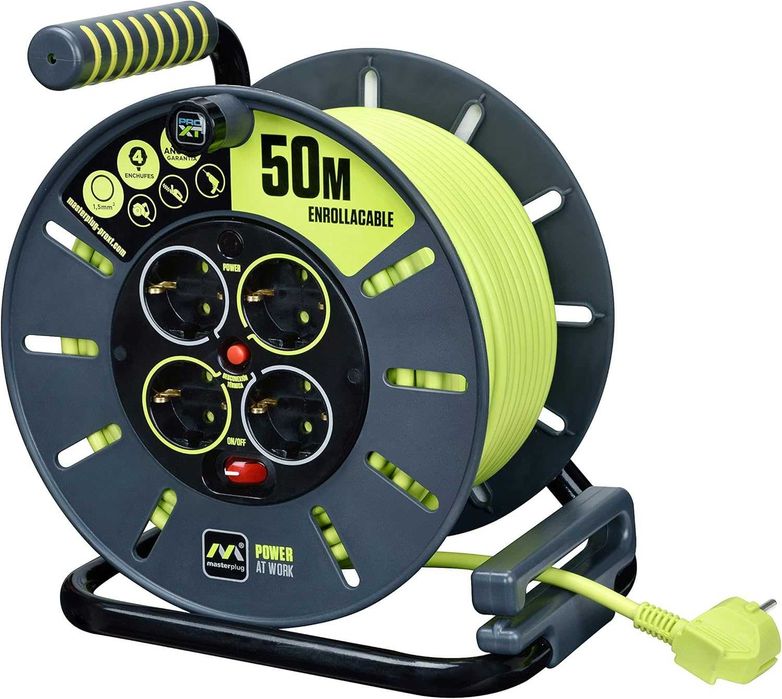 Masterplug Pro-XT Tambur cablu prelungitor 50m, 4pz protecție termică