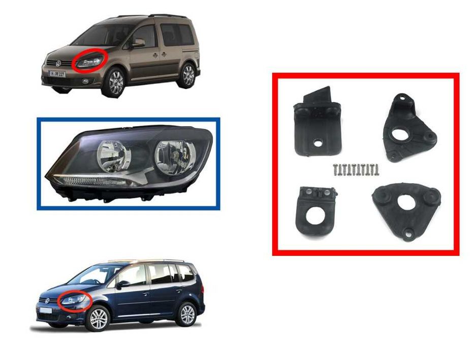 Комплект щипки за захващане на фар VW Touran 1T , VW Caddy 2K / Тоуран
