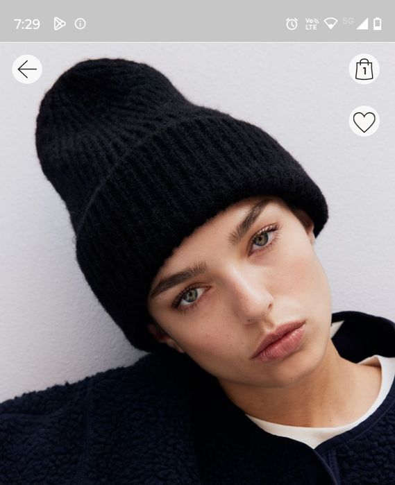 Căciulă H&M NOUĂ femei groasă neagră raiat tricotată beanie reiat soft