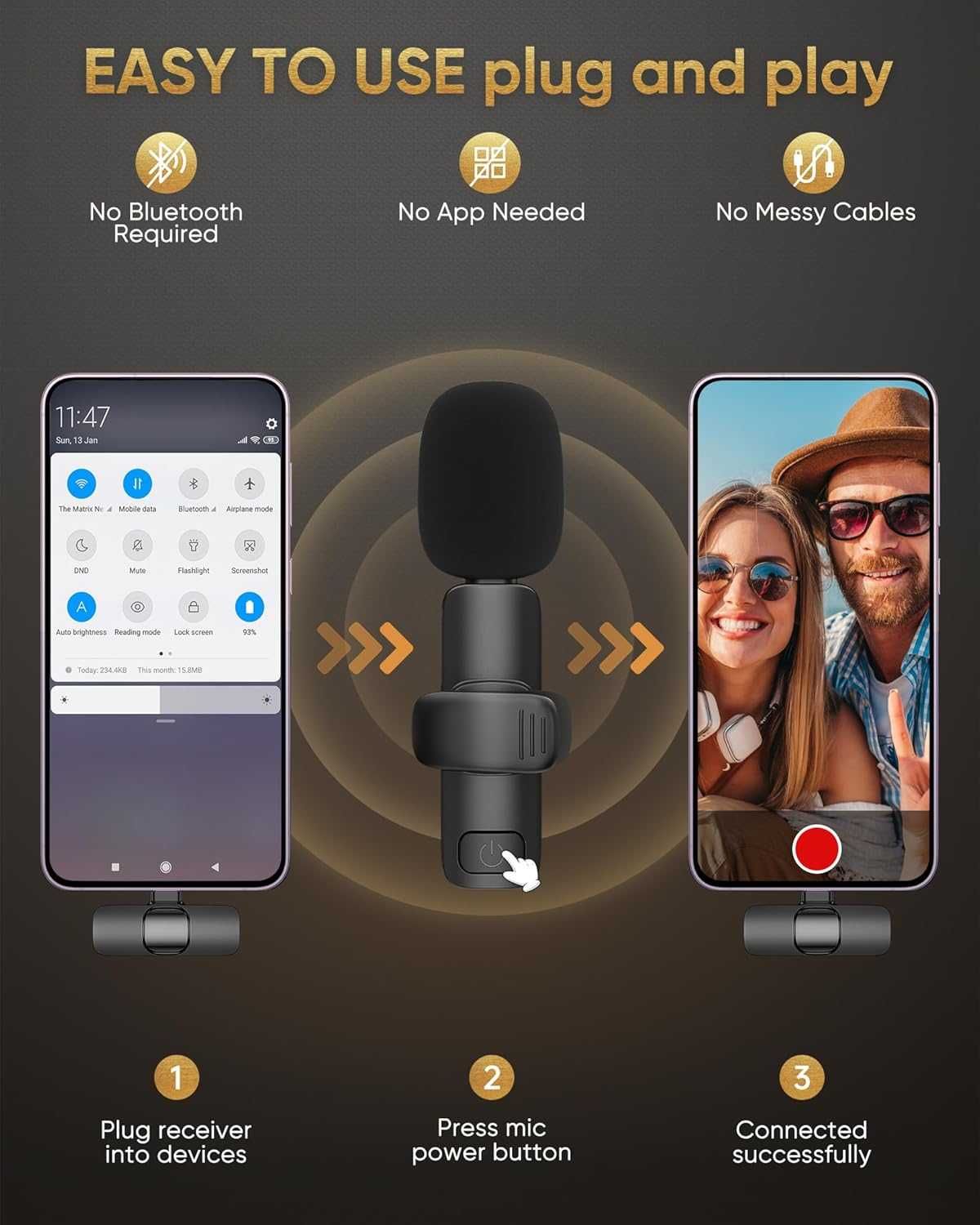 НОВИ, ТЕСТВАНИ безжични петлични микрофони, iPhone/iPad/Android/лаптоп