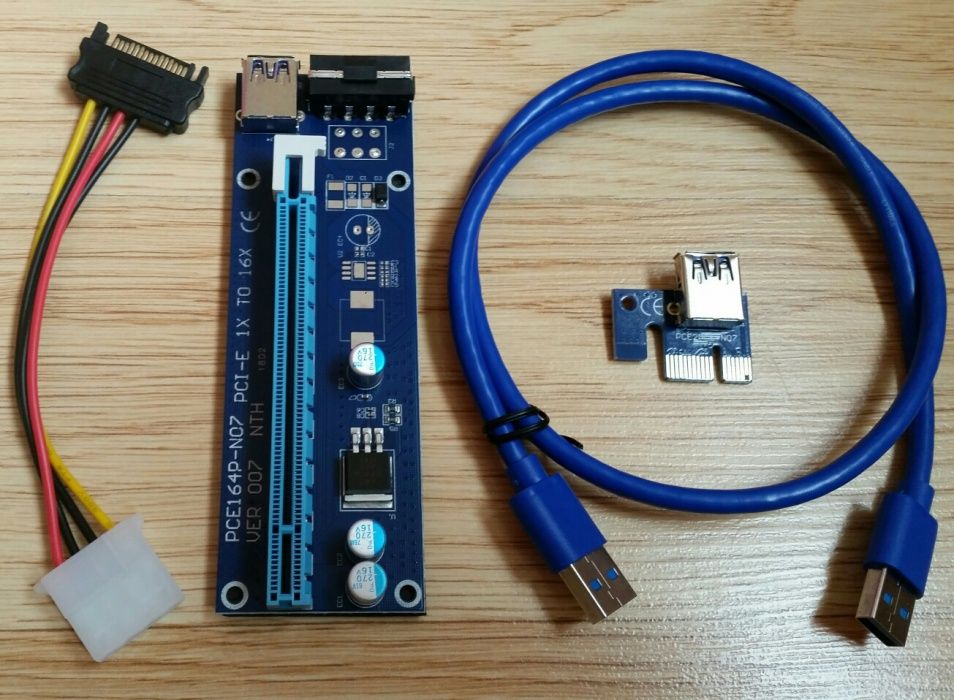 PCI-E PCI E Express 1X to 16X Riser Card + USB 3.0 Extender Cable