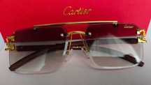 Ochelari de soare rimless Cartier Leopard Light Green