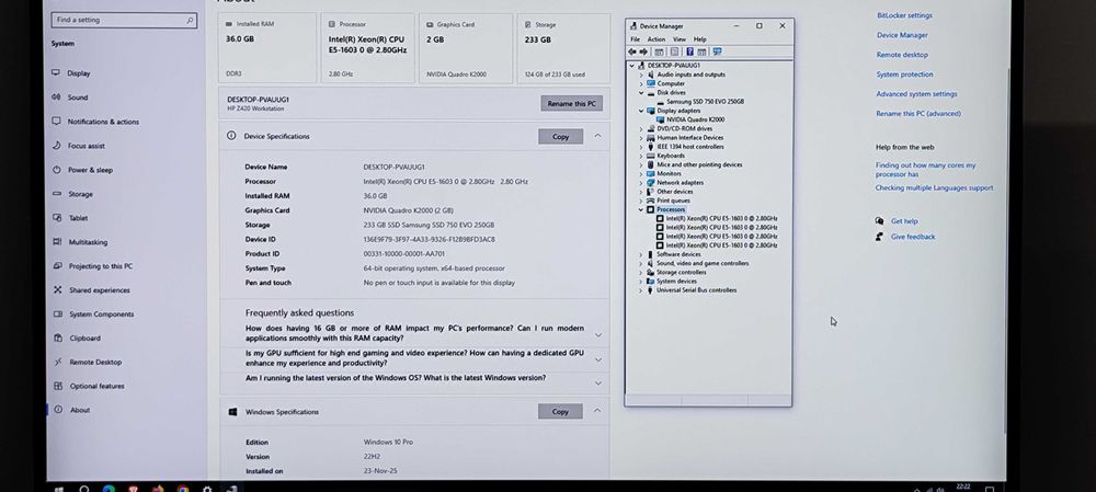 Vand calculator Intel Xeon 36 GB ram DDR3 SSD 256 GB placa video 2 GB