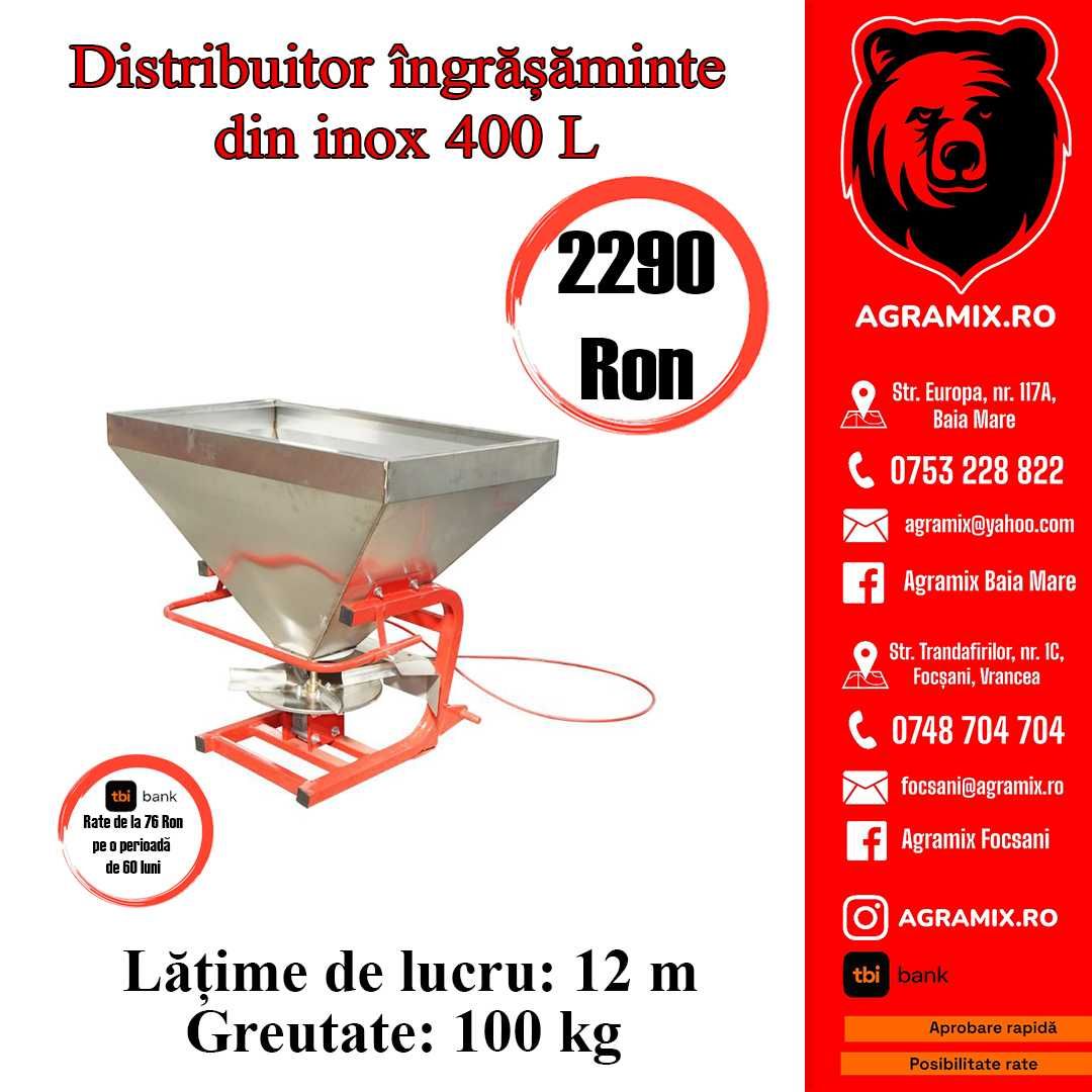 Distribuitor ingrasaminte cuva inox 400-600 L noi Agramix