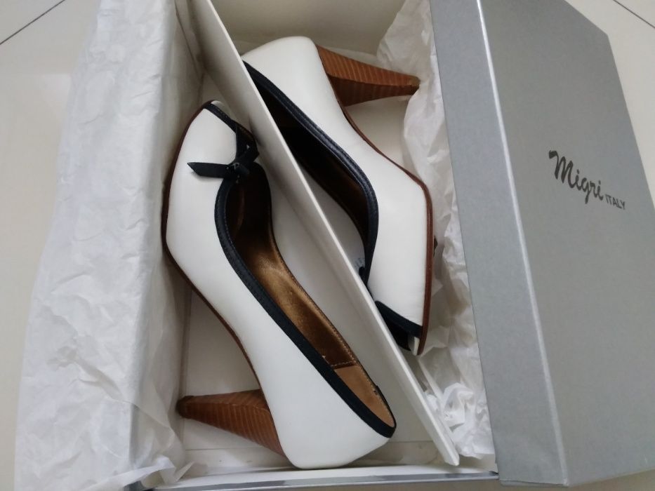 Pantofi Migri, noi, etichete, mărimea 36, piele naturală albă