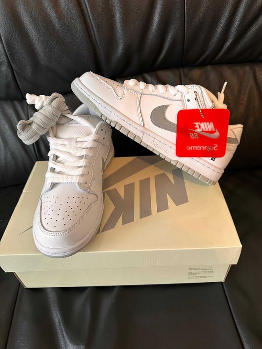 Nike Dunk SB Low x Supreme 94 White Metallic Silver