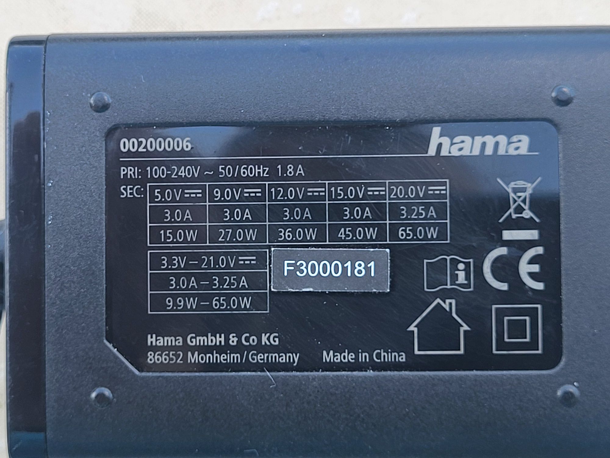 Hama USB type-C 65W
Co