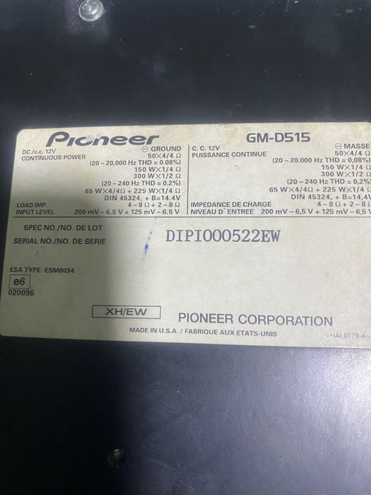 Amplificator auto pioneer