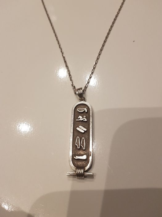 Lant colier argint 925 vintage,pandantiv egiptean 5 cm,lantul  42 cm