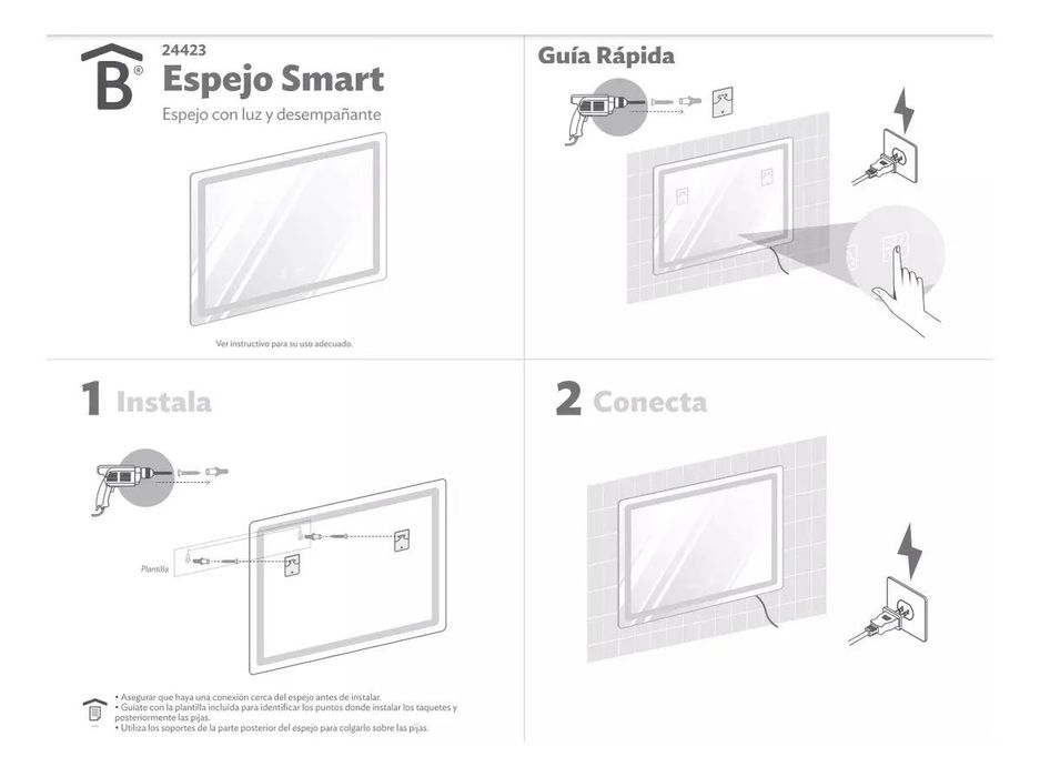 Огледало за баня с Трицветна LED подсветка и Функция против запотяване