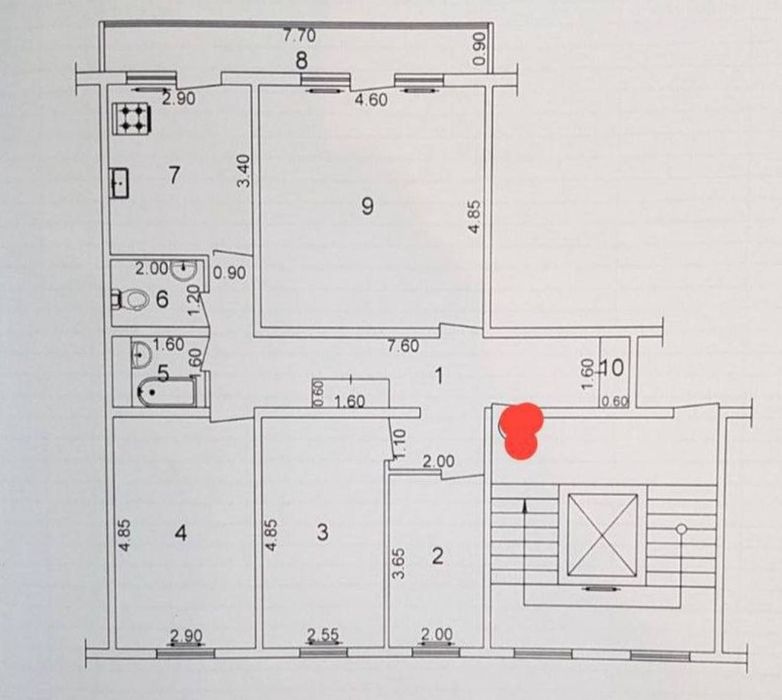 Срочно! Квартира на Башлык 4/4/9 общ пл 85м ,разделка