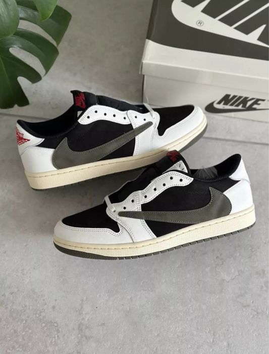 Adidasi Travis Scott x Air Jordan 1 Low Black Olive