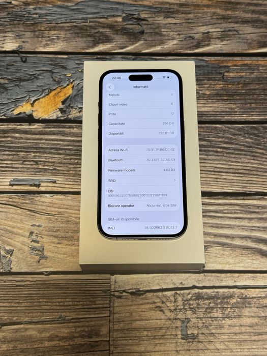 iPhone 14 Pro Deep Purple - Ca Nou, 256GB, Baterie 100%