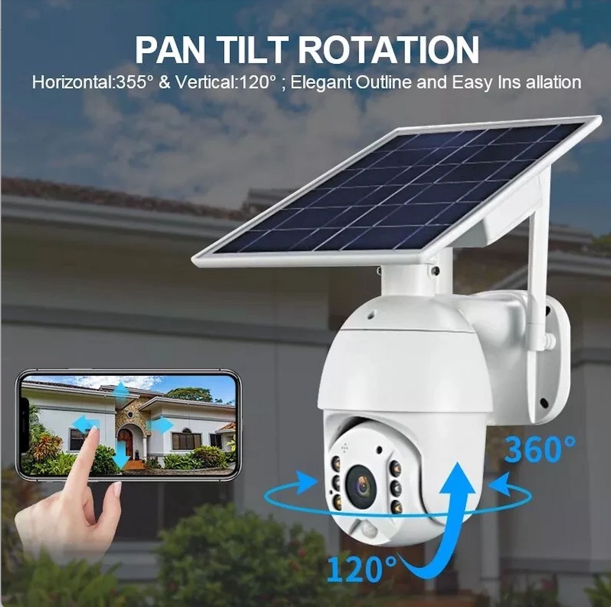 Camera de supraveghere wireless cu panou solar, 1080p, WiFi/4G, 355°