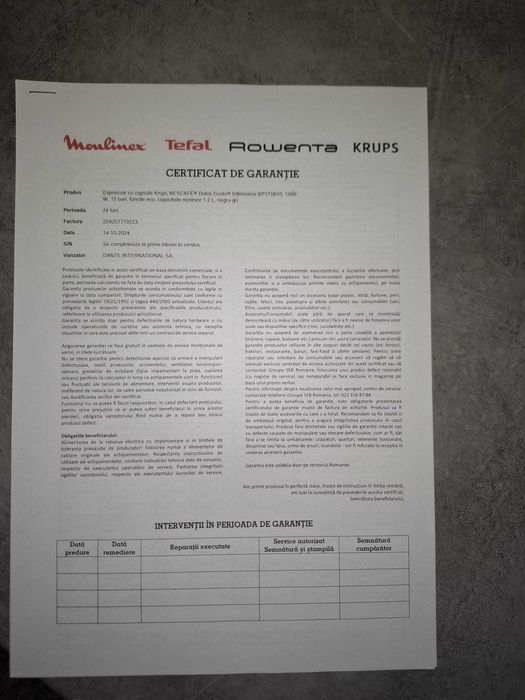 Vand espressor Dolce Gusto