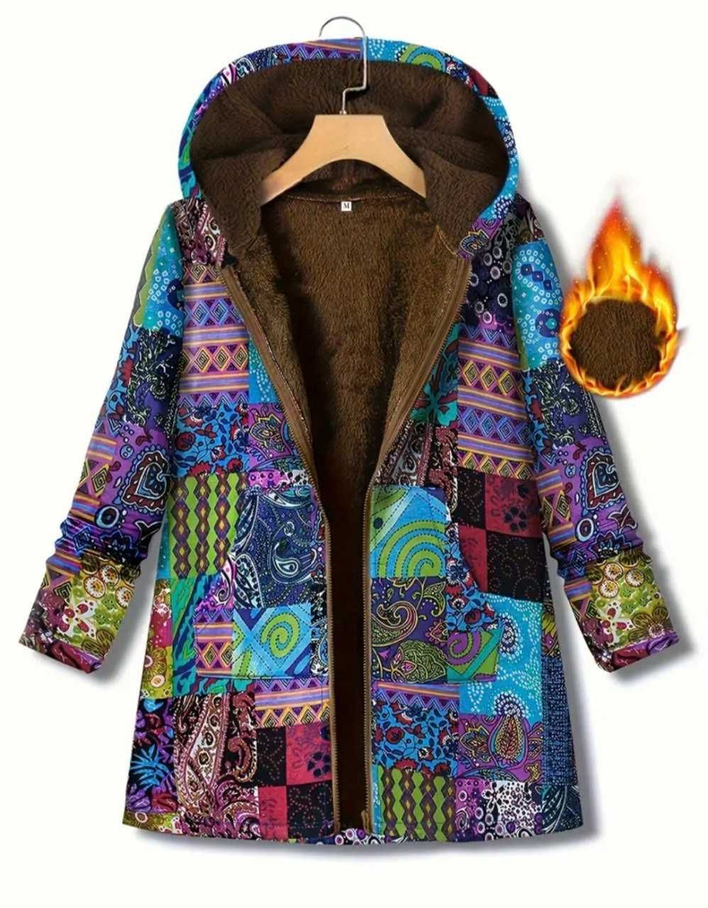 Утепленный кардиган. 
Размер L_XL 
Яркий принт.