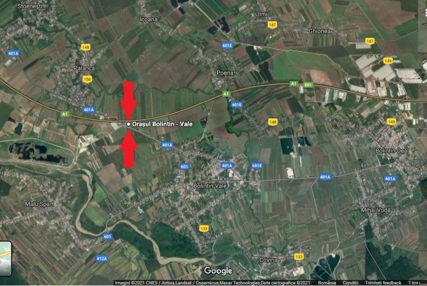 Teren de inchiriat 16.000 mp Bolintin Vale, A1 Bucureti-Pitesti km 30