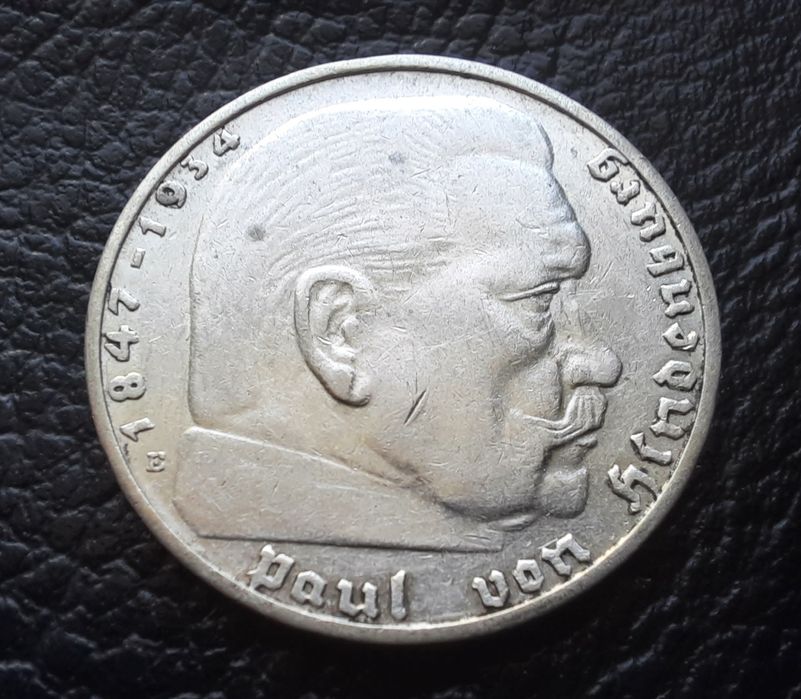 Стара сребърна монета 2 марки 1937 г. буква Е  Германия- прекрасна !