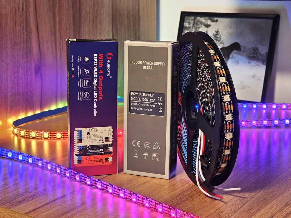Kit bandă LED adresabilă WS2815 RGB – Iluminare inteligentă prin Wifi
