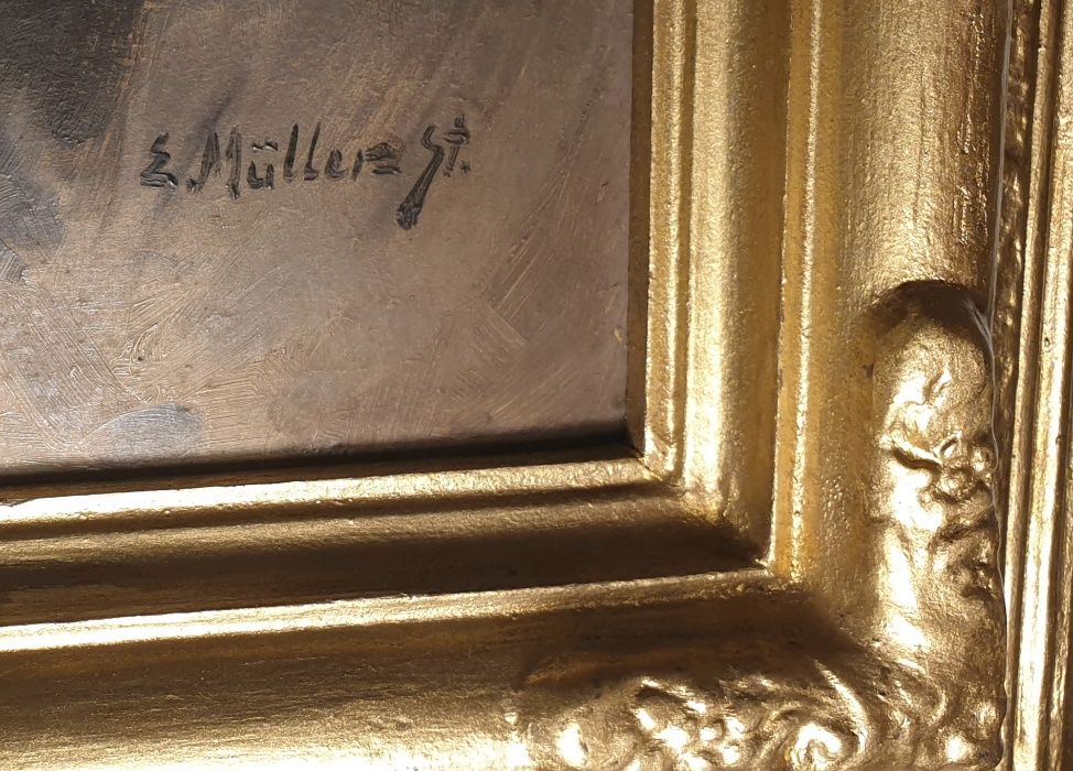 Tablou ulei pe carton semnat Elena Muller Stancescu.