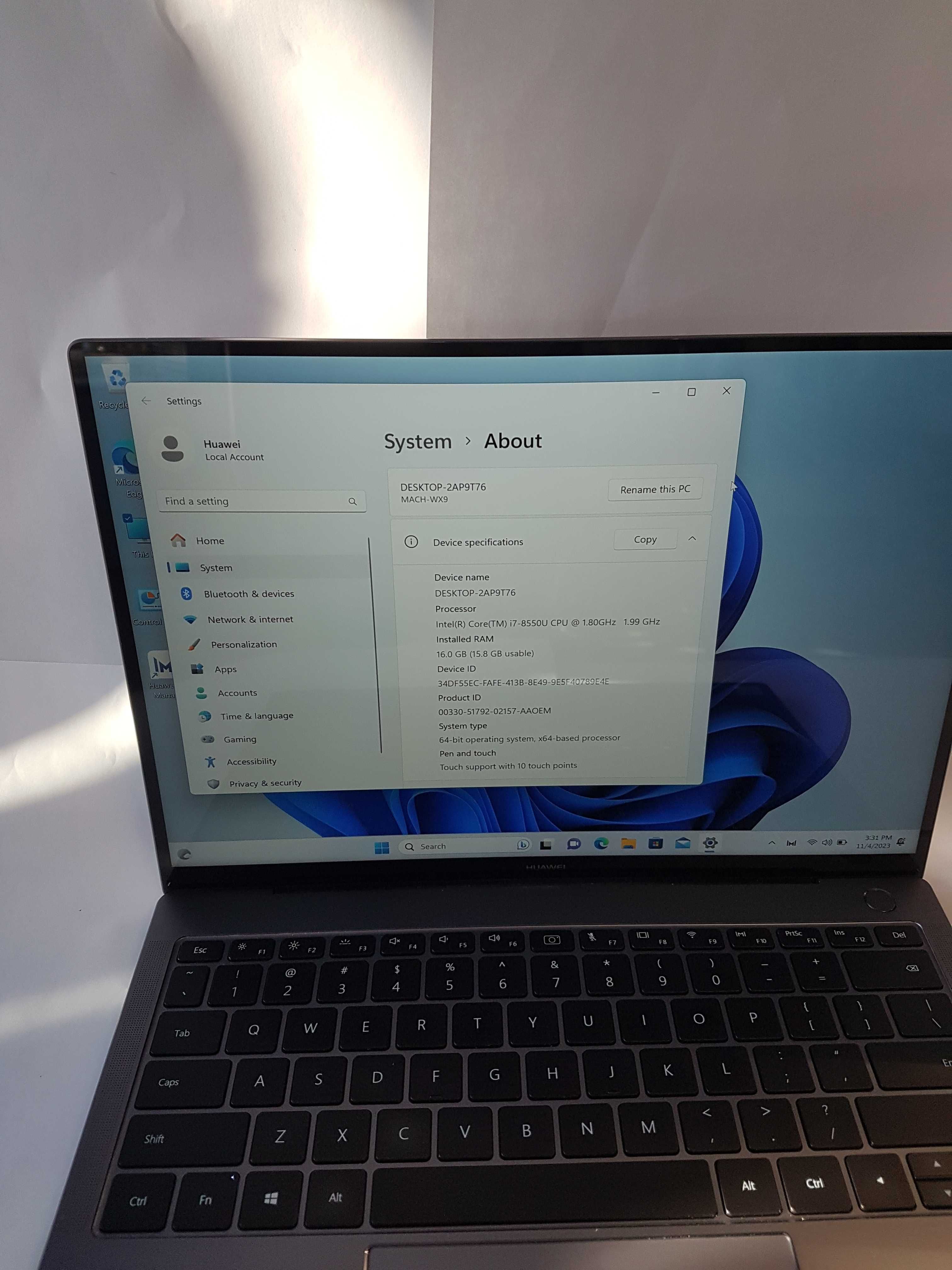 Huawei MateBook X Pro W29 Intel® Core™ i7-8550U Kaby Lake