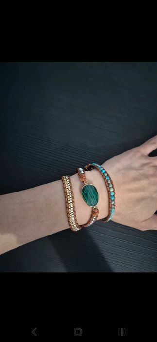 Brățară elegantă din malachit și jaspe – model "Hazel"