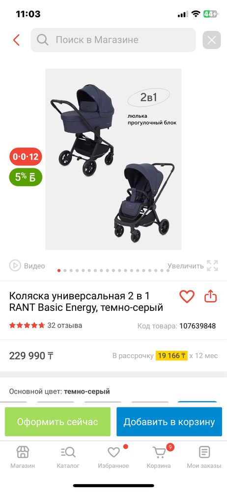 Коляска 2 в 1 rant basic energy
