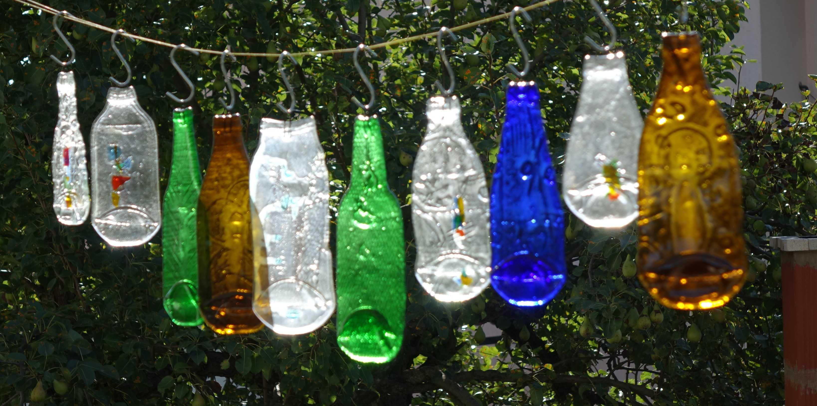 Уникален арт подарък, декорация/плато от разтопено шише  upcycled
