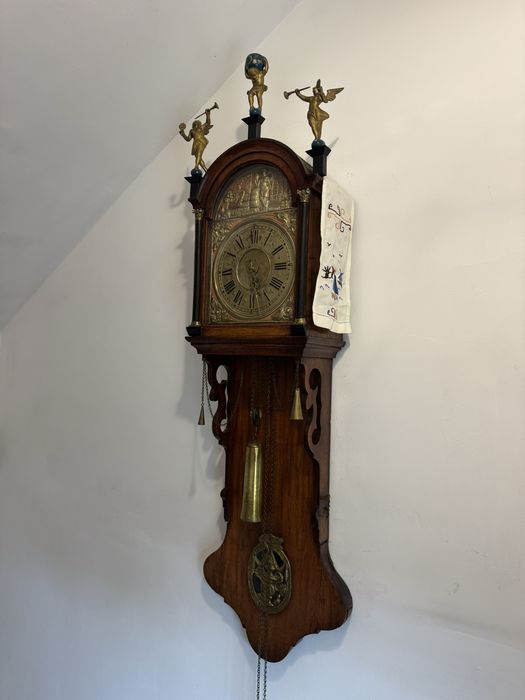 Ceas Pendul//Perete//Greutate Scripet//Cadran Bronz//