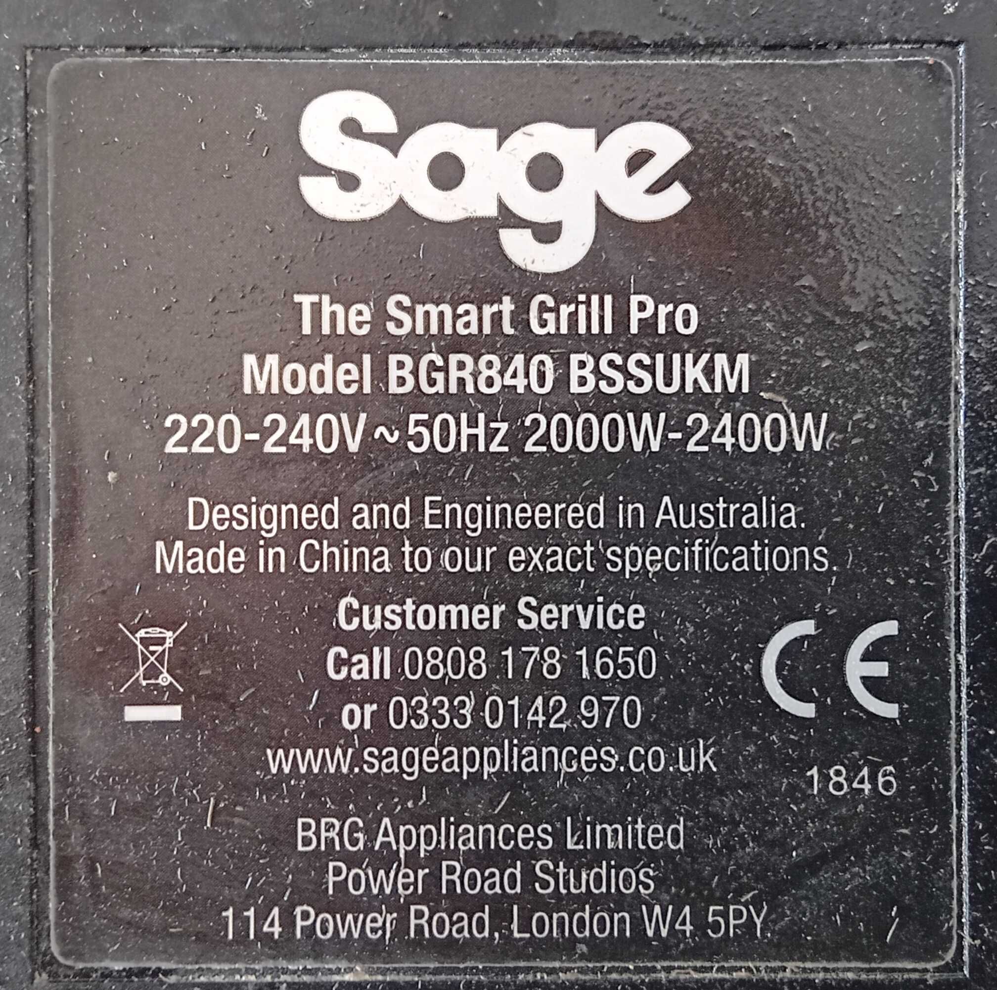 Контактен грил SAGE BGR840BSS/ Smart