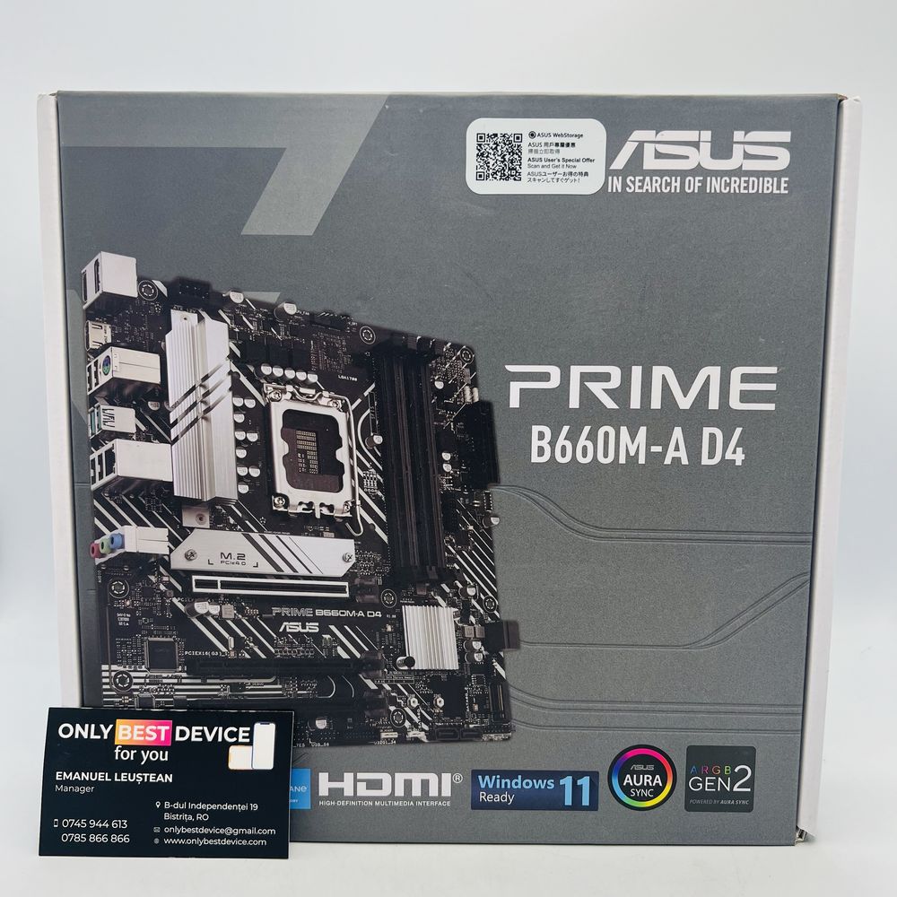 Placa de baza Asus Prime B660M-A D4 NOU / SIGILAT