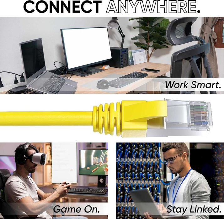 Mr. Tronic 50 м Cat7 мрежов кабел SFTP с RJ45 конектори жълт