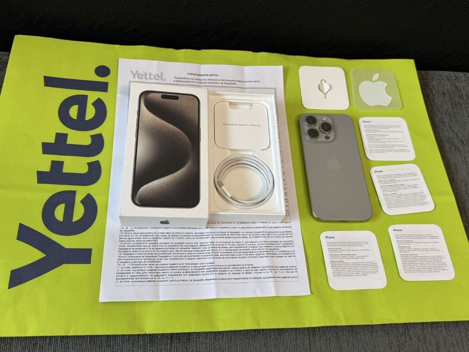 КАТО НОВ 256GB iPhone 15 Pro Гаранция от Yettel до 2026г. Natural