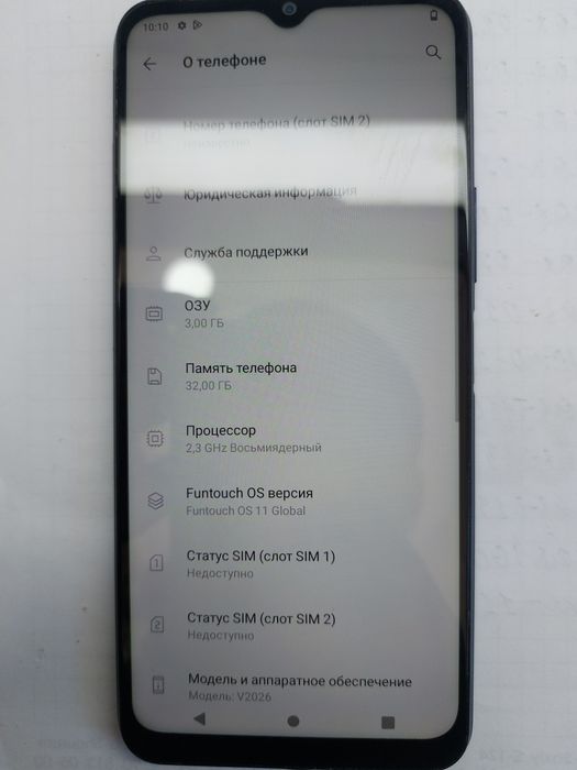 VIVO Y12S xotira 32 gigabit ram xotirasi 3 gigabit  600000 ming