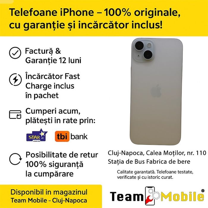 iPhone 15 Plus Blue 128GB sanatate baterie 89%