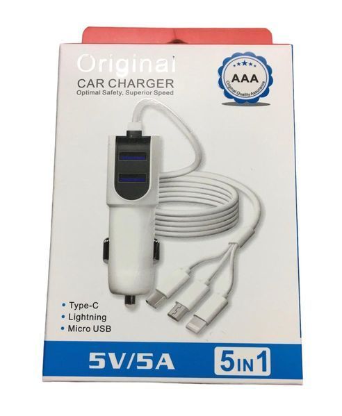 Зарядно за телефон /таблет 3398-1 за запалка 3.6А два USB 5в1