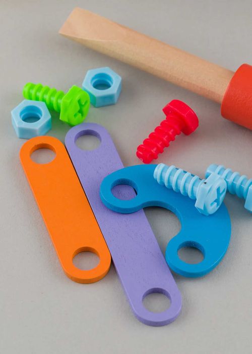 Дървена игра Монтесори инструменти и пъзел