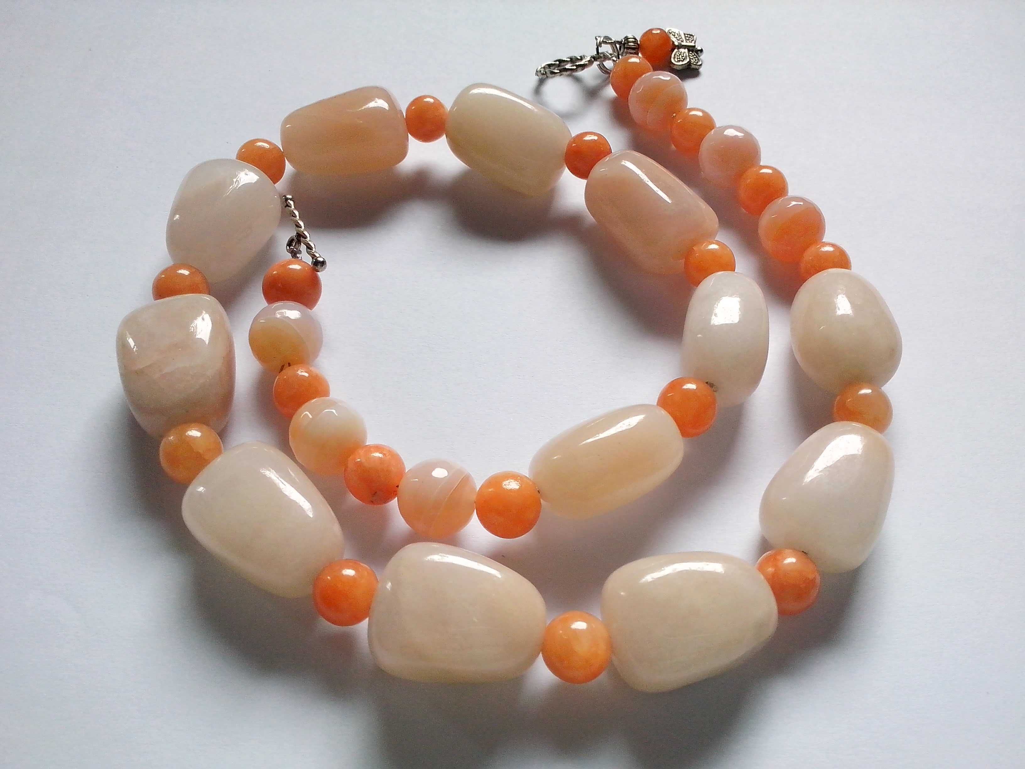 colier pietre semipretioase naturale,agate si aventurin peach